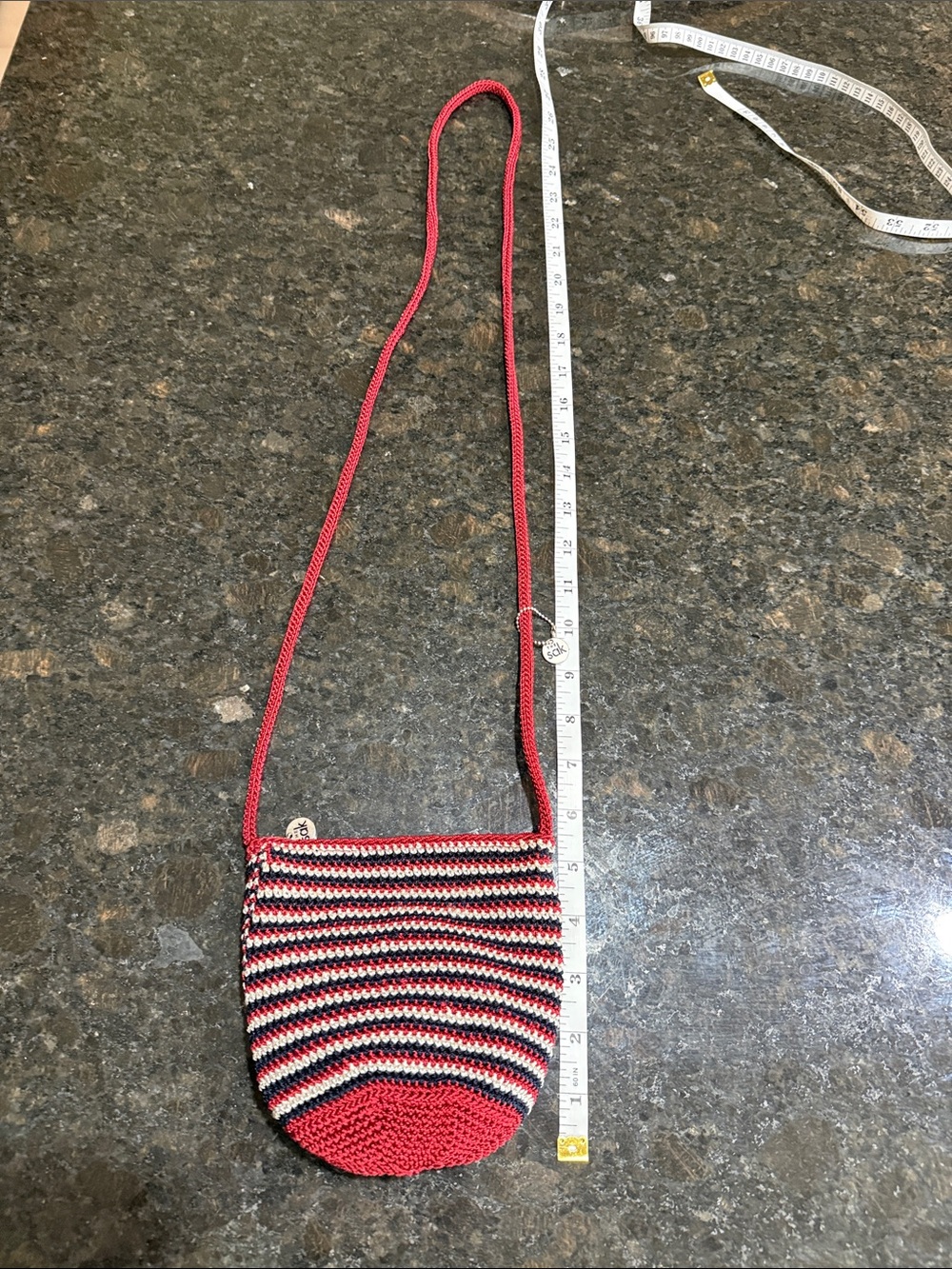 The Sak Red, White & Navy Crochet Stripe Crossbody Bag
